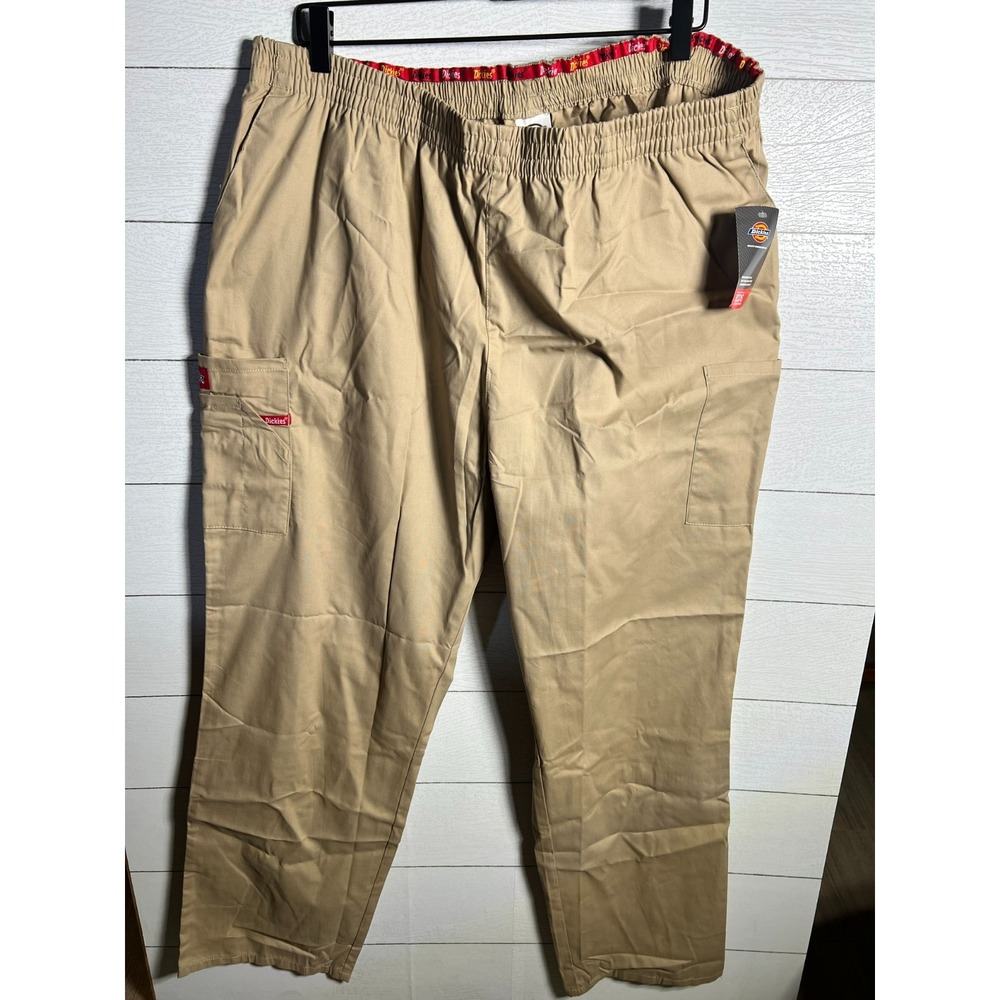 Dickies Womens 2XL EDS Signature Scrub Pants NWT Khaki Tan Elastic Cargo 86106